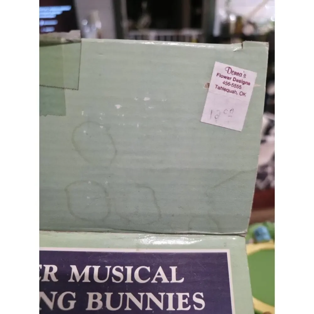 Adorable Vintage Easter Musical Skating Bunnies Plays Peter Cottontail w/ Box